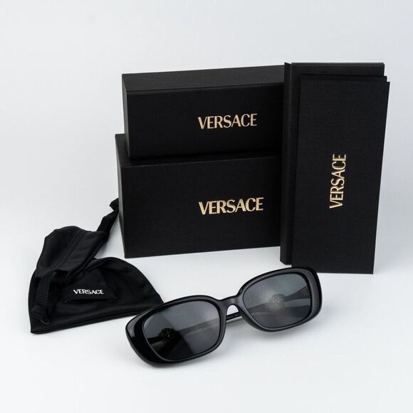 Versace Women Sunglasses Black Grey Rectangle VE4504D GB1/87 NEW AUTHENTIC main image 4